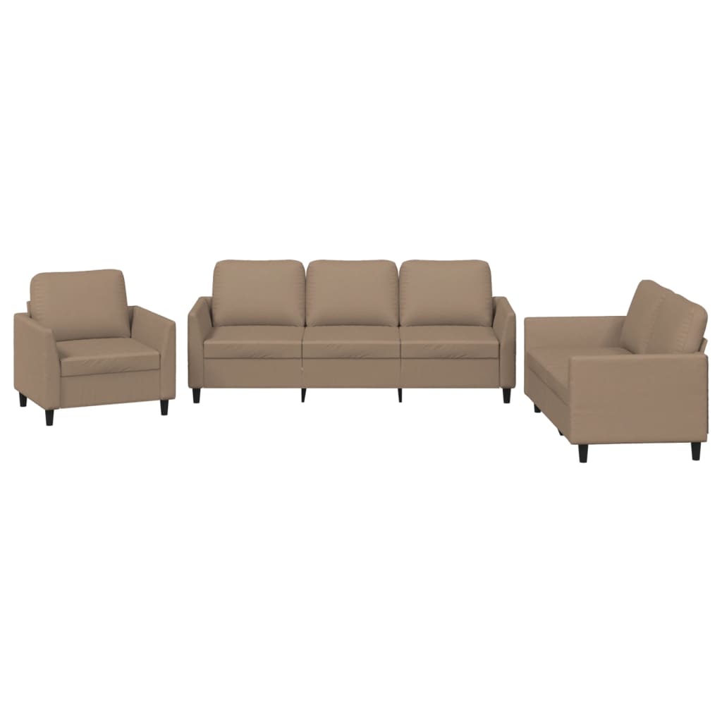 Set di Divani 3 pz con Cuscini cappuccino in Similpelle | homemem39