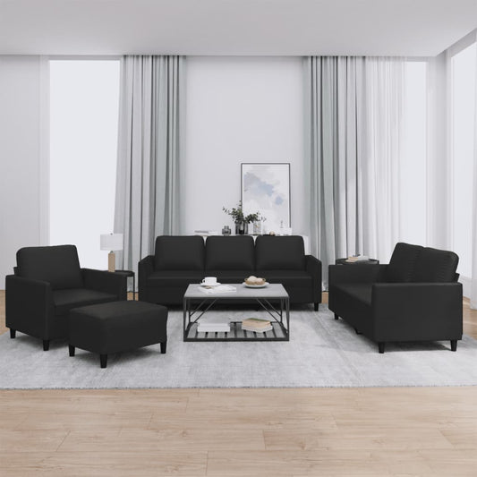 Set di Divani 4 pz con Cuscini Nero in Similpelle | homemem39