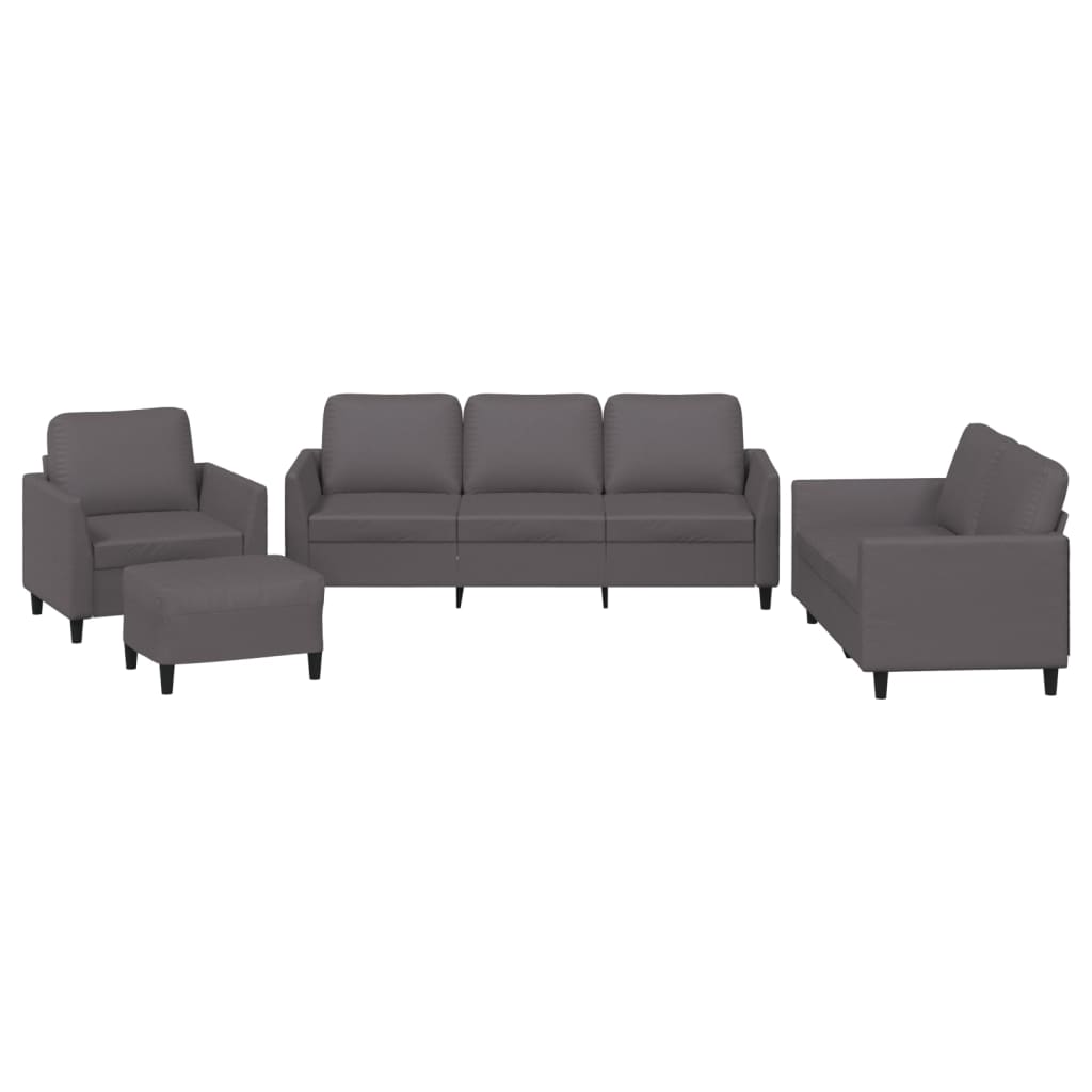 Set di Divani 4 pz con Cuscini Grigio in Similpelle | homemem39
