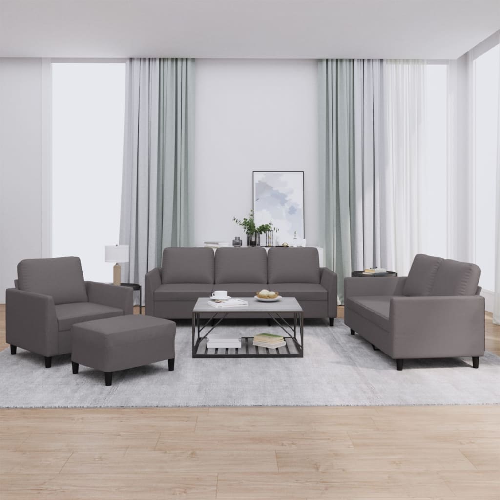 Set di Divani 4 pz con Cuscini Grigio in Similpelle | homemem39