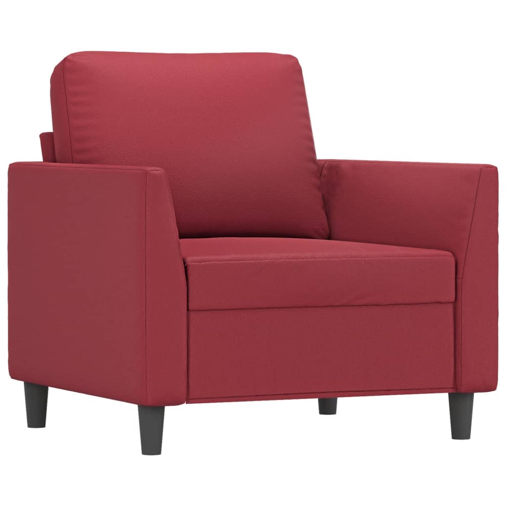 Set di Divani 4 pz con Cuscini Rosso Vino in Similpelle | homemem39