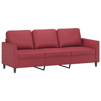 Set di Divani 4 pz con Cuscini Rosso Vino in Similpelle | homemem39