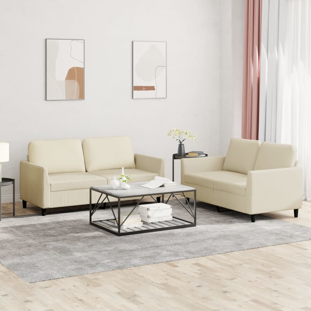 Set di Divani 2 pz con Cuscini crema in Similpelle | homemem39