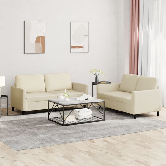 Set di Divani 2 pz con Cuscini crema in Similpelle | homemem39