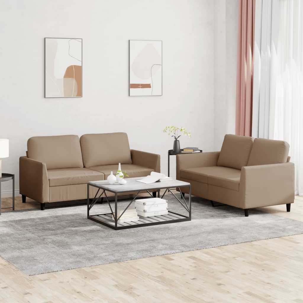 Set di Divani 2 pz con Cuscini cappuccino in Similpelle | homemem39