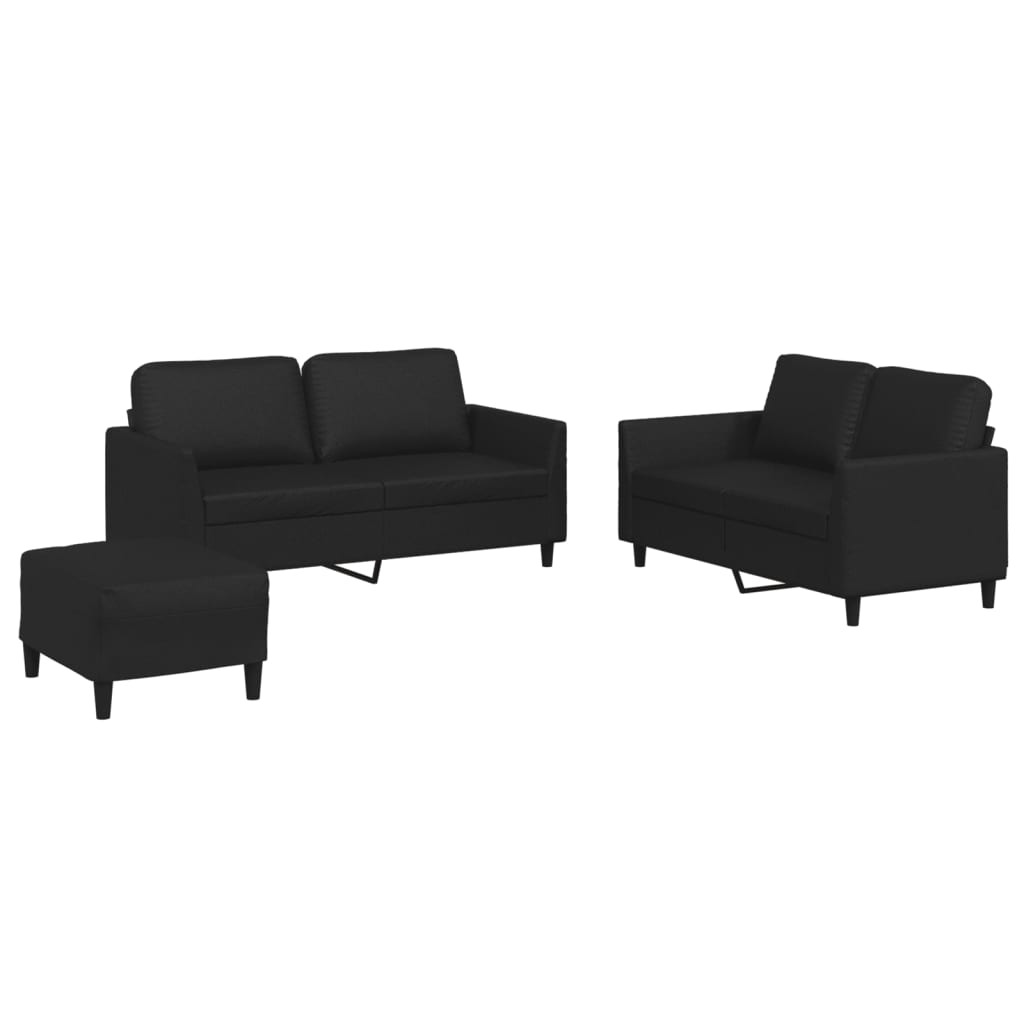 Set di Divani 3 pz con Cuscini Nero in Similpelle | homemem39
