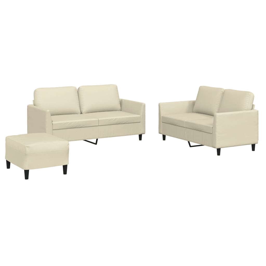 Set di Divani 3 pz con Cuscini crema in Similpelle | homemem39