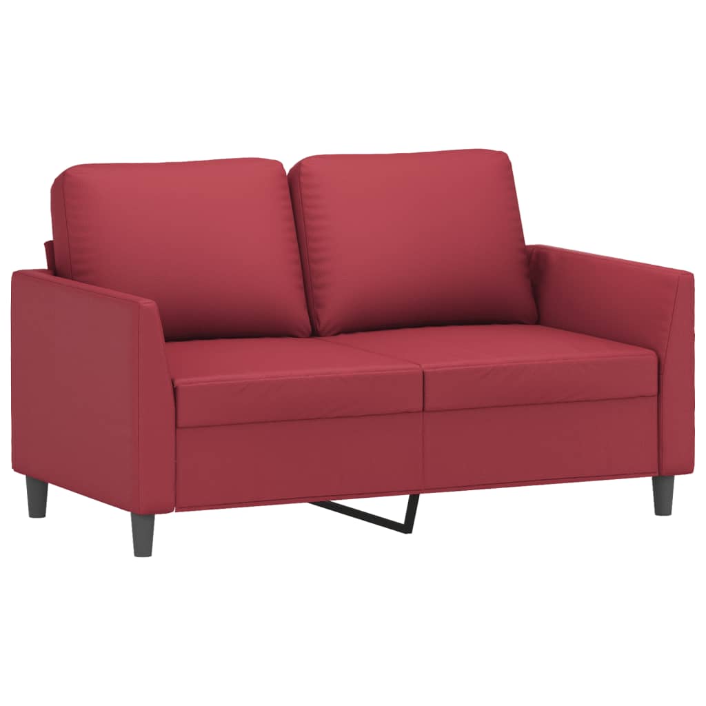 Set di Divani 3 pz con Cuscini Rosso Vino in Similpelle | homemem39