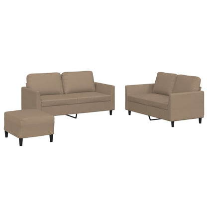 Set di Divani 3 pz con Cuscini cappuccino in Similpelle | homemem39