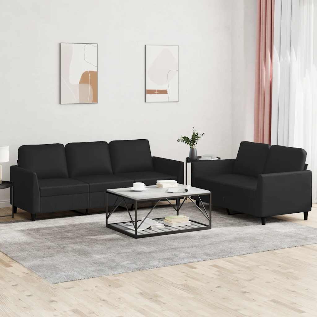 Set di Divani 2 pz con Cuscini Nero in Similpelle | homemem39