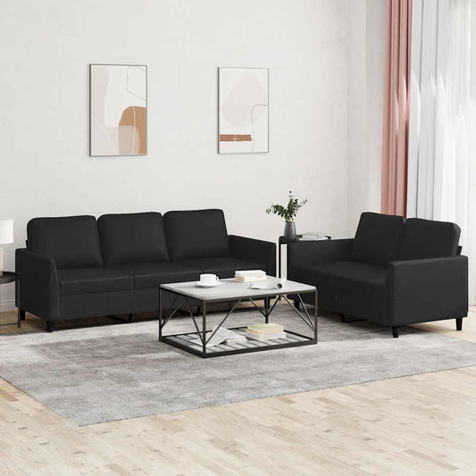 Set di Divani 2 pz con Cuscini Nero in Similpelle | homemem39