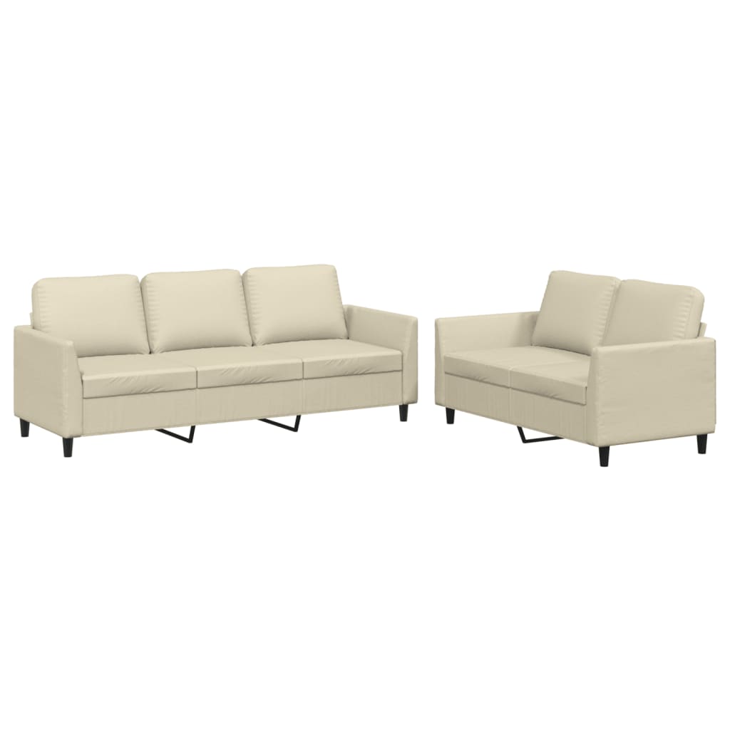 Set di Divani 2 pz con Cuscini crema in Similpelle | homemem39