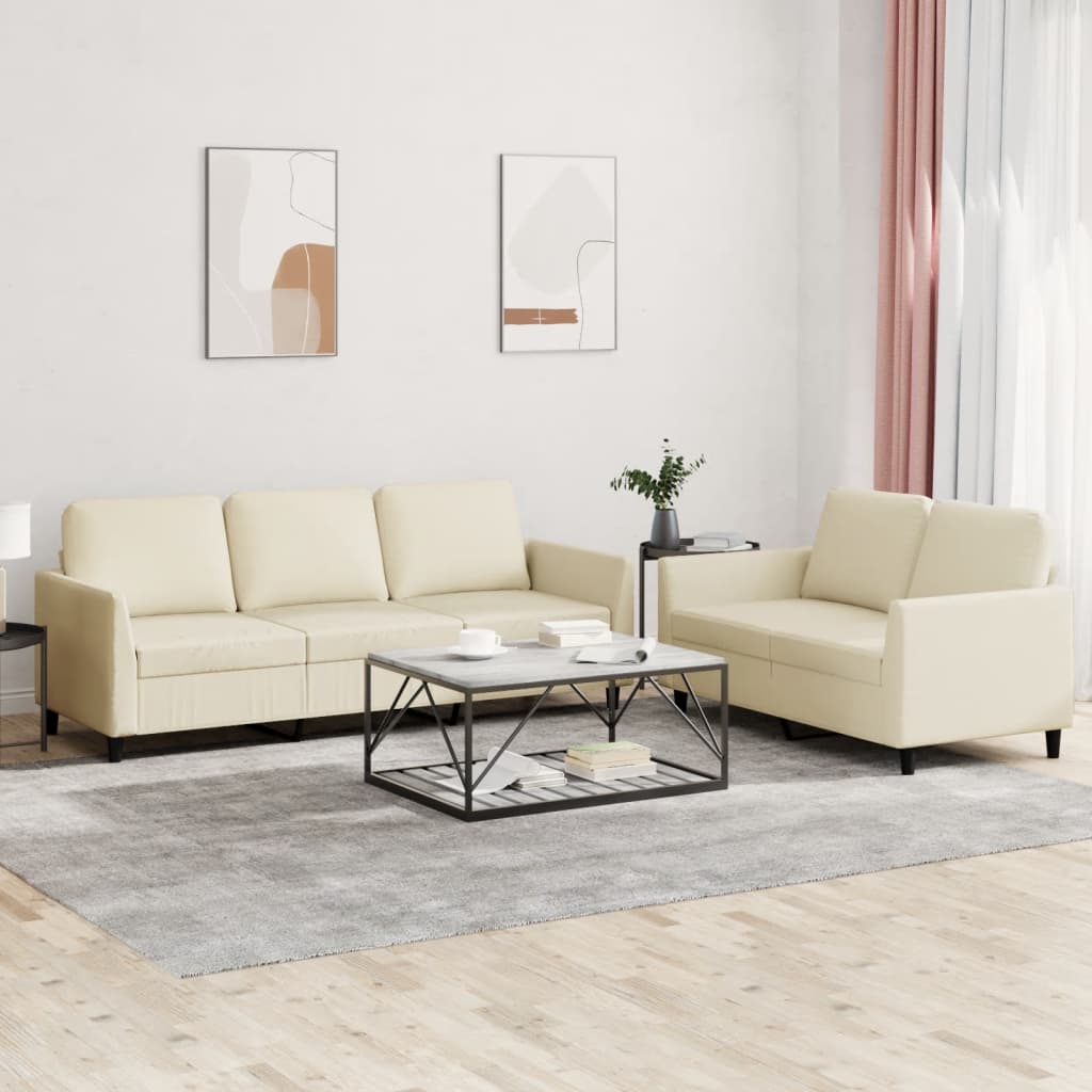 Set di Divani 2 pz con Cuscini crema in Similpelle | homemem39