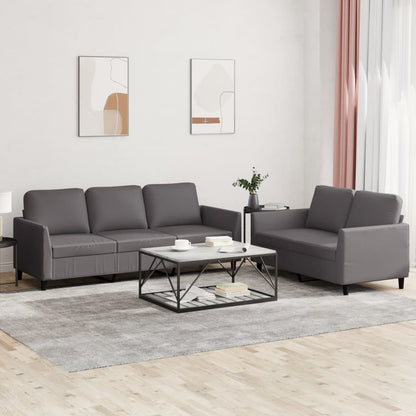 Set di Divani 2 pz con Cuscini Grigio in Similpelle - homemem39