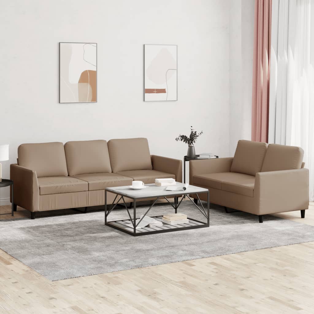 Set di Divani 2 pz con Cuscini cappuccino in Similpelle - homemem39
