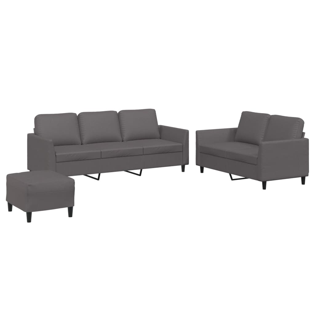 Set di Divani 3 pz con Cuscini Grigio in Similpelle | homemem39