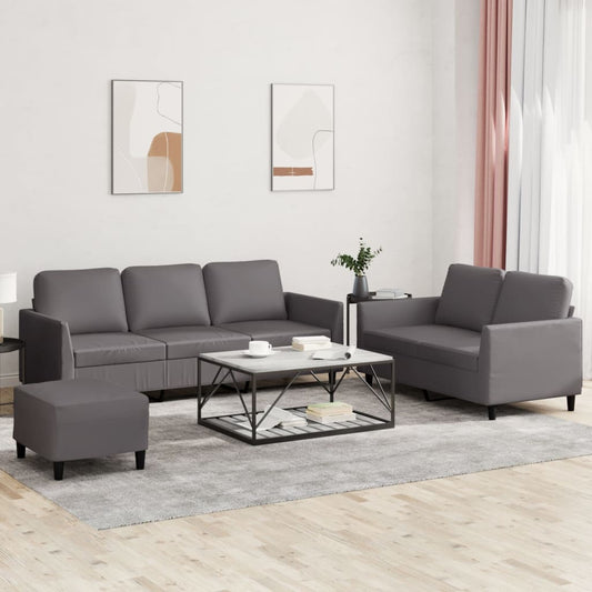 Set di Divani 3 pz con Cuscini Grigio in Similpelle | homemem39