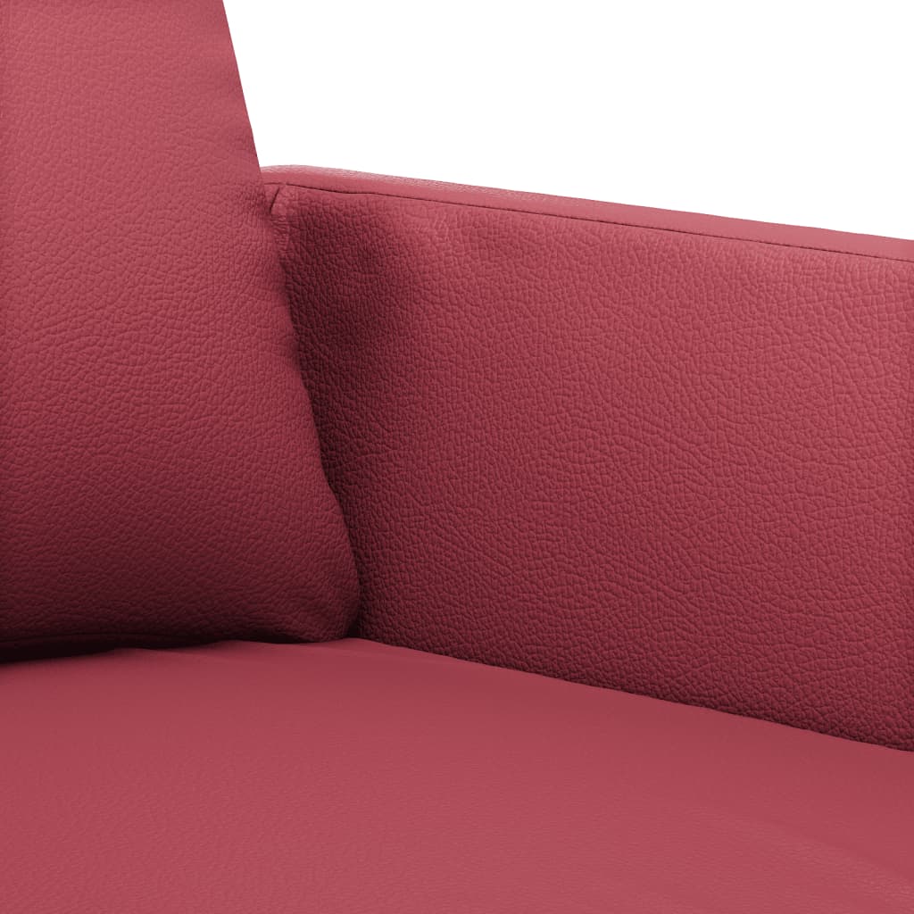 Set di Divani 3 pz con Cuscini Rosso Vino in Similpelle | homemem39