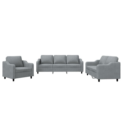 Set di Divani 3 pz con Cuscini Grigio Chiaro in Tessuto | homemem39
