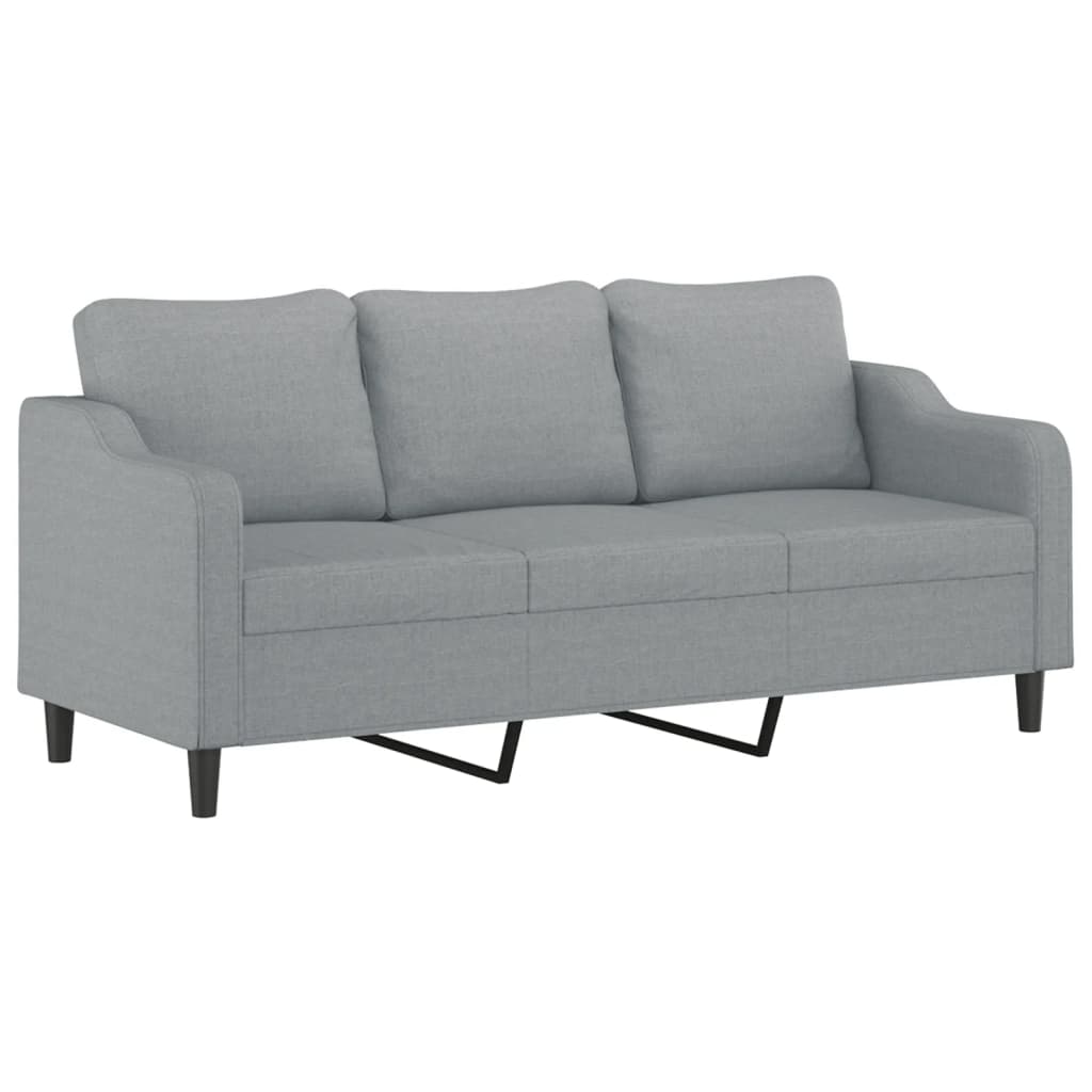 Set di Divani 3 pz con Cuscini Grigio Chiaro in Tessuto | homemem39
