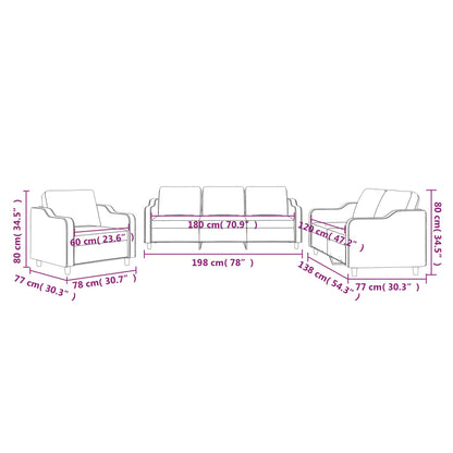 Set di Divani 3 pz con Cuscini Grigio Chiaro in Tessuto | homemem39