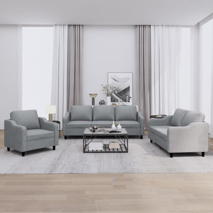 Set di Divani 3 pz con Cuscini Grigio Chiaro in Tessuto | homemem39