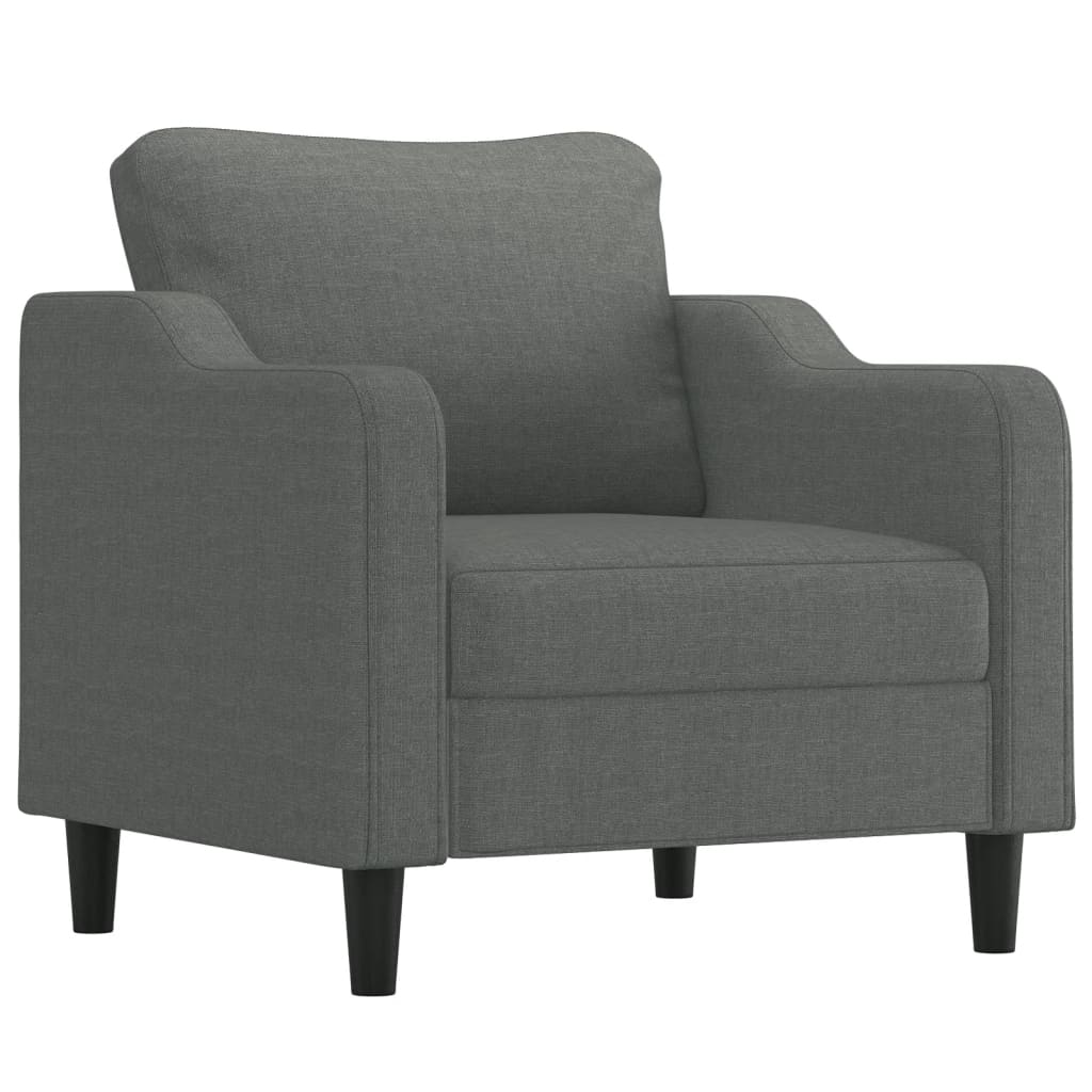 Set di Divani 3 pz con Cuscini Grigio Scuro in Tessuto | homemem39