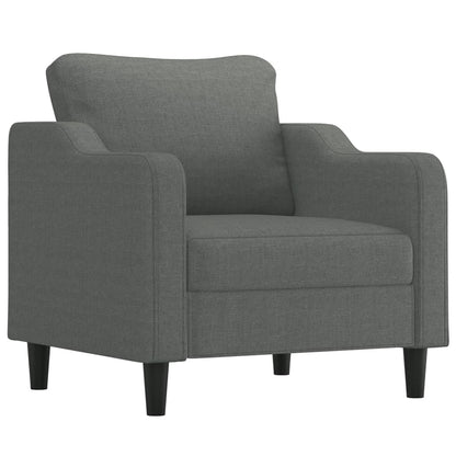 Set di Divani 3 pz con Cuscini Grigio Scuro in Tessuto | homemem39