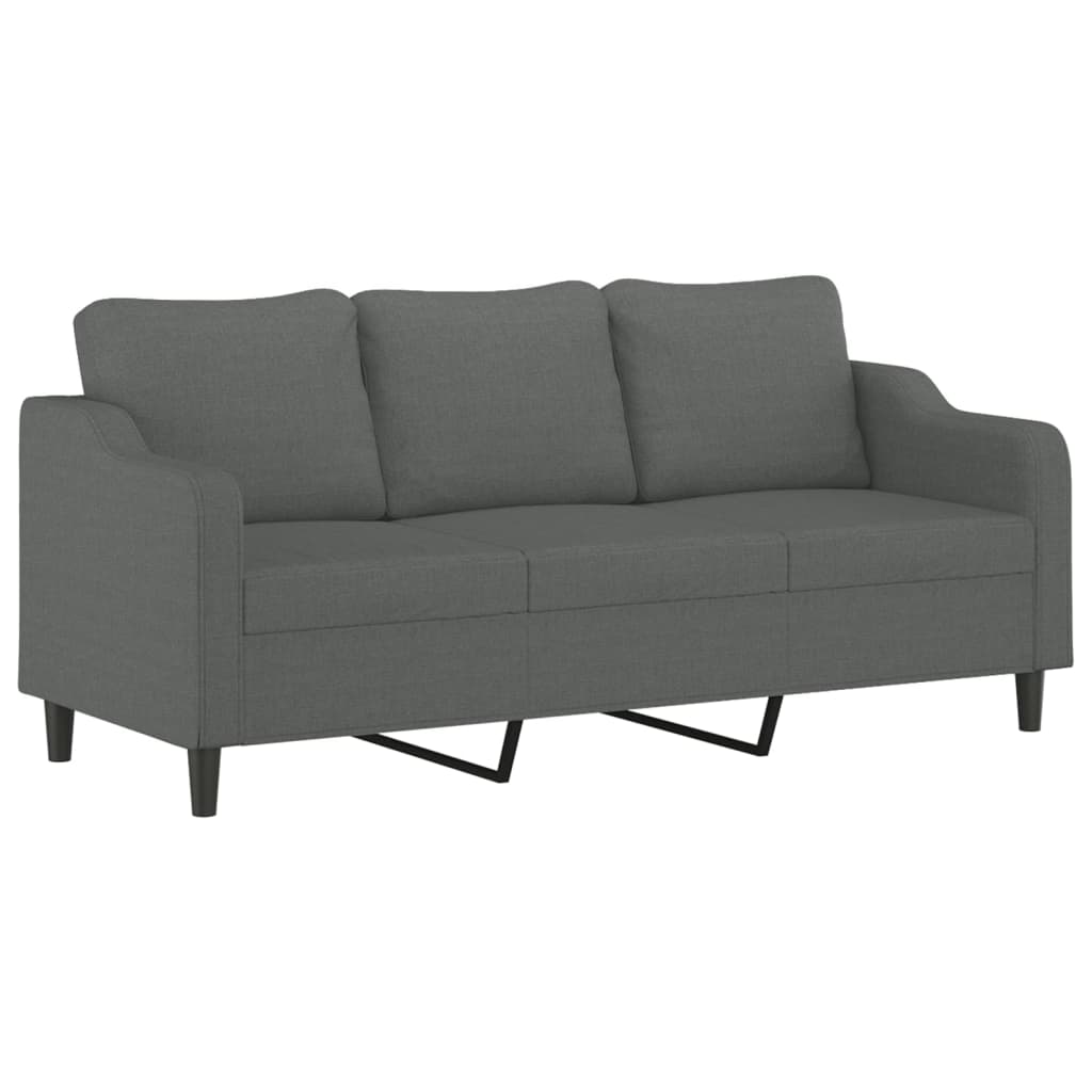 Set di Divani 3 pz con Cuscini Grigio Scuro in Tessuto | homemem39