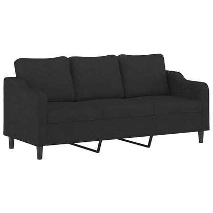 Set di Divani 3 pz con Cuscini Nero in Tessuto | homemem39