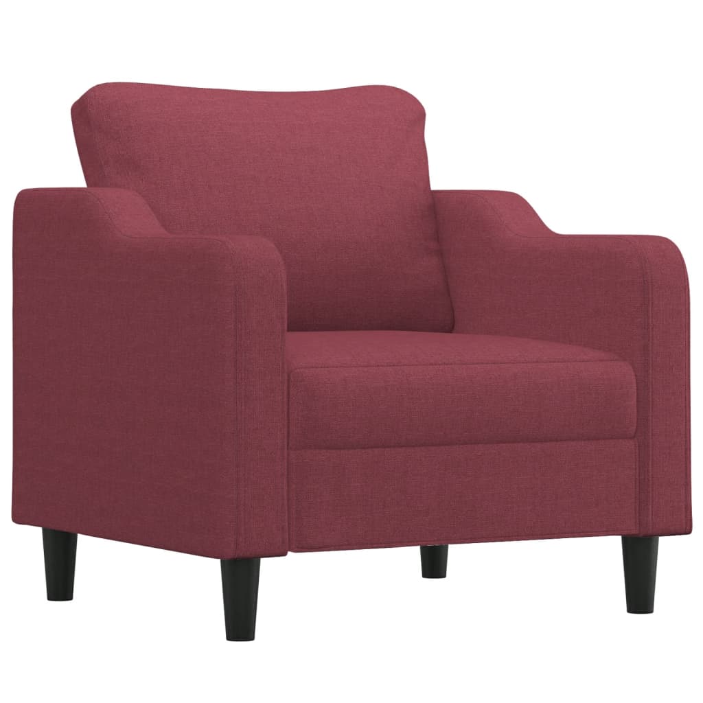 Set di Divani 3 pz con Cuscini Rosso Vino in Tessuto | homemem39