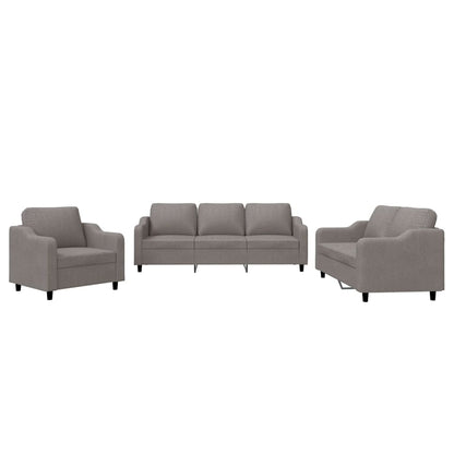 Set di Divani 3 pz con Cuscini Tortora in Tessuto | homemem39