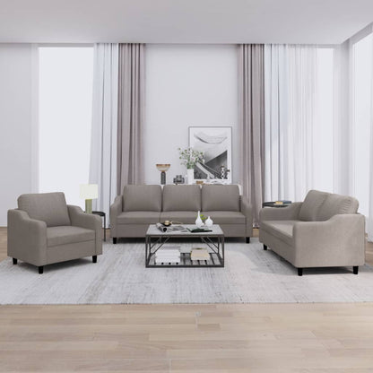 Set di Divani 3 pz con Cuscini Tortora in Tessuto | homemem39
