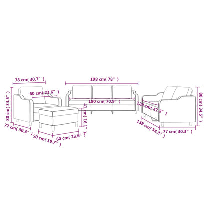 Set di Divani 4 pz con Cuscini Grigio Scuro in Tessuto | homemem39