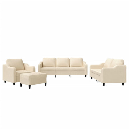 Set di Divani 4 pz con Cuscini Crema in Tessuto | homemem39