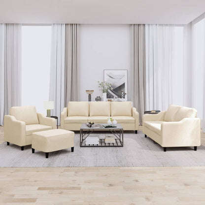 Set di Divani 4 pz con Cuscini Crema in Tessuto | homemem39