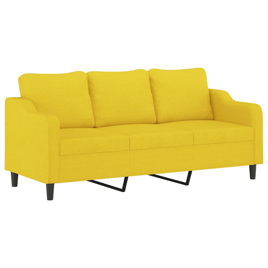 Set di Divani 4 pz con Cuscini Giallo Chiaro in Tessuto - homemem39