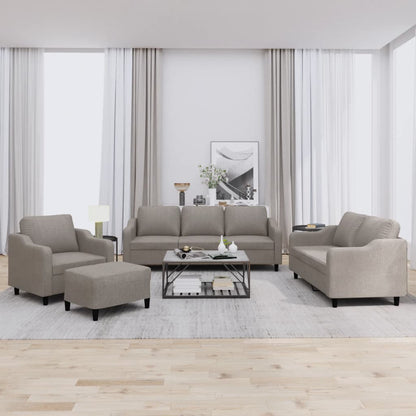 Set di Divani 4 pz con Cuscini Tortora in Tessuto | homemem39