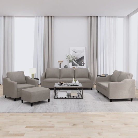Set di Divani 4 pz con Cuscini Tortora in Tessuto | homemem39