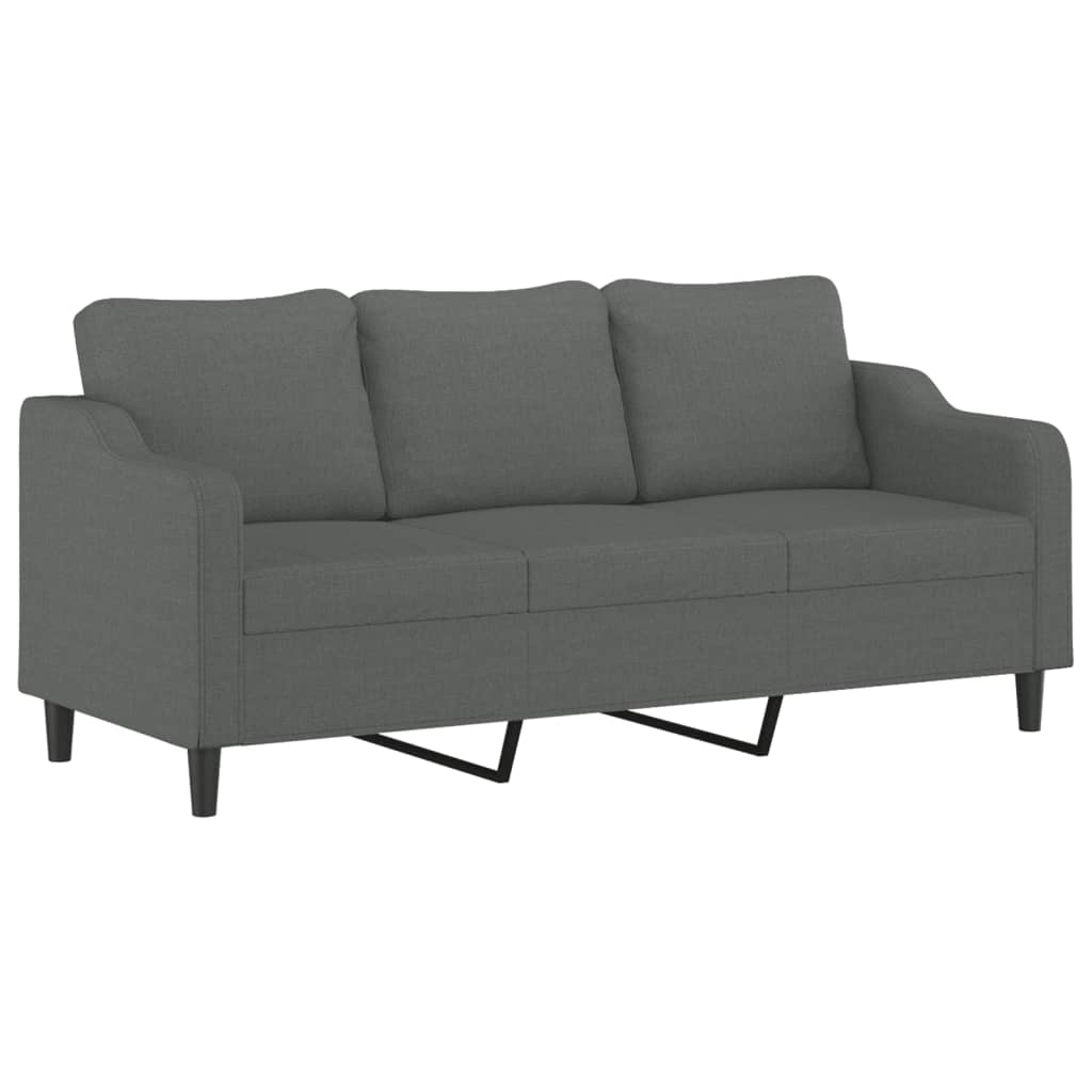 Set di Divani 3 pz con Cuscini Grigio Scuro in Tessuto | homemem39