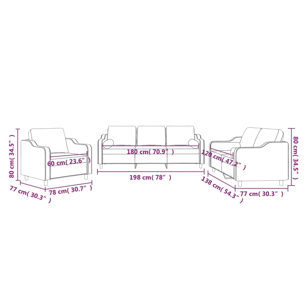 Set di Divani 3 pz con Cuscini Grigio Scuro in Tessuto | homemem39