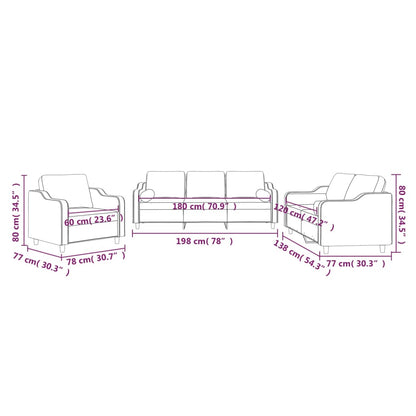 Set di Divani 3 pz con Cuscini Grigio Scuro in Tessuto | homemem39