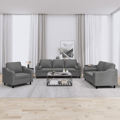 Set di Divani 3 pz con Cuscini Grigio Scuro in Tessuto | homemem39