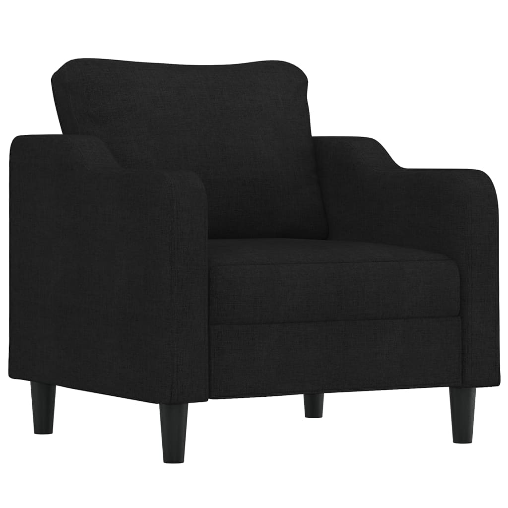 Set Divani 3 pz con Cuscini Nero in Tessuto | homemem39