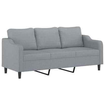 Set Divani 4 pz con Cuscini Grigio Chiaro in Tessuto