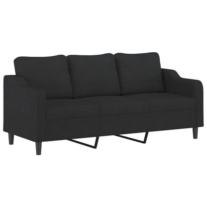 Set Divani 4 pz con Cuscini Nero in Tessuto