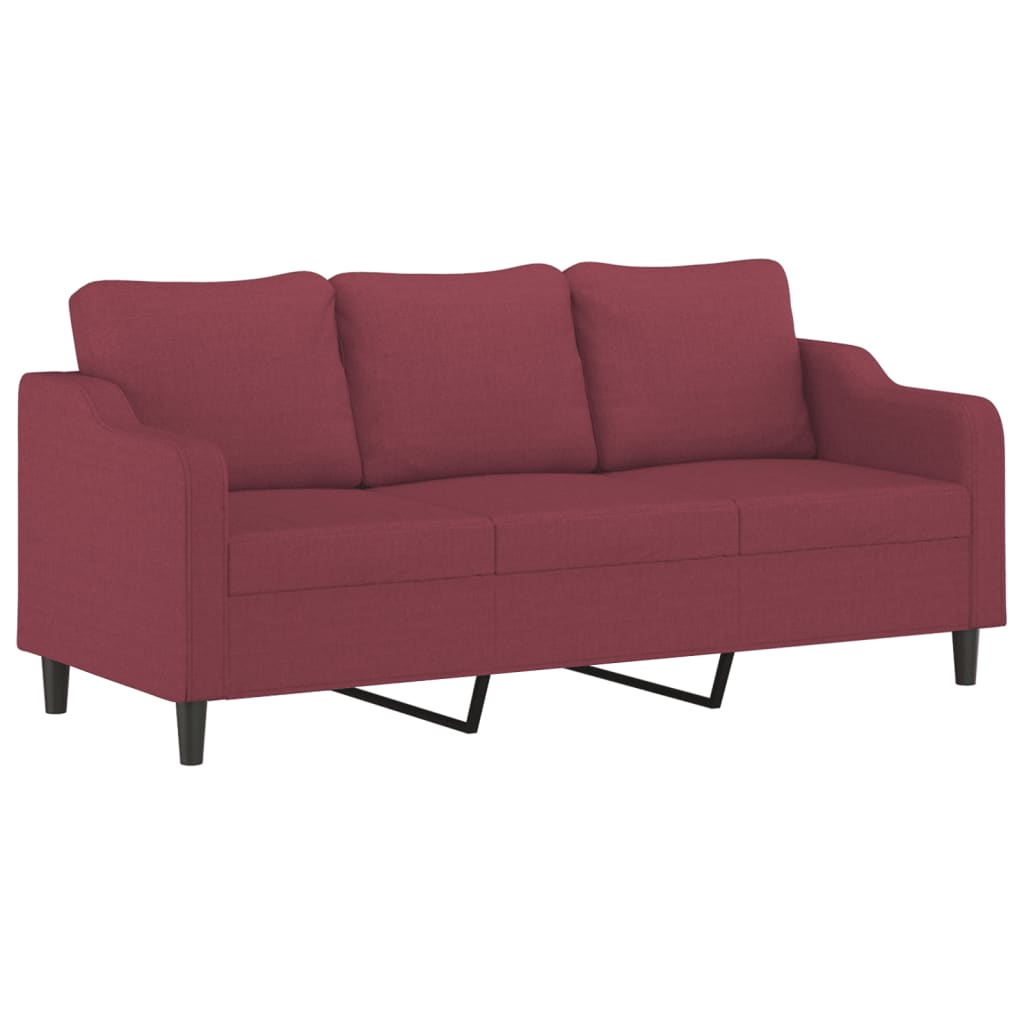 Set di Divani 4 pz con Cuscini Rosso Vino in Tessuto | homemem39