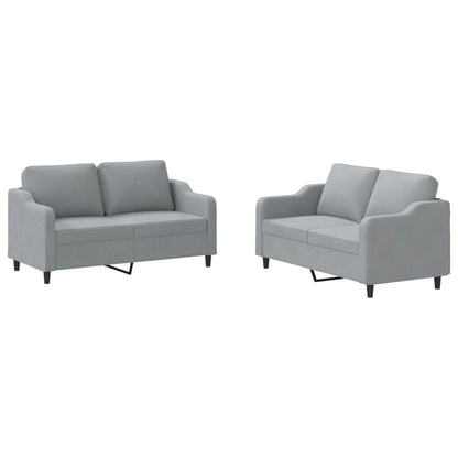 Set di Divani 2 pz con Cuscini Grigio Chiaro in Tessuto - homemem39