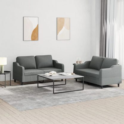 Set di Divani 2 pz con Cuscini Grigio Scuro in Tessuto | homemem39