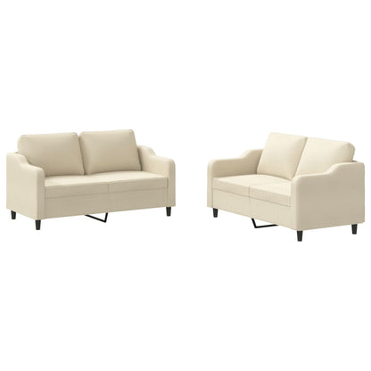 Set di Divani 2 pz con Cuscini Crema in Tessuto | homemem39